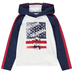 Junior - T-shirt manches longues à capuche avec main printée 