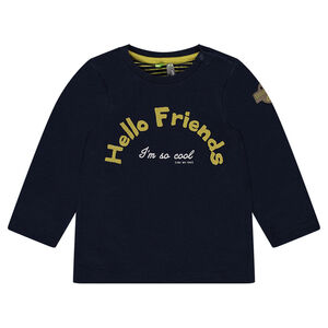 Tee-shirt manches longues en double jersey avec print 