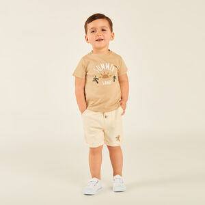 Ensemble 2 pièces t-shirt + bermuda motifs soleil et palmier pour bébé garçon 