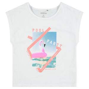 Junior - Tee-shirt manches courtes forme boîte avec print fantaisie 