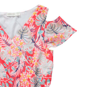 Junior - Robe à épaules ajourées imprimée fleurs all-over 