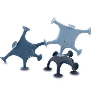 Jouet de bain h=jeu de ventouse animaux 3pcs Mrs Elephant famille Bleu 