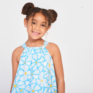 Robe sans manches imprimée fleurs plates fille 