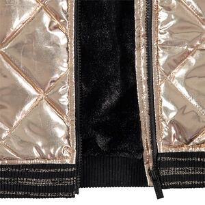 Doudoune dorée matelassée doublée sherpa esprit teddy 