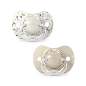 Lot de 2 sucettes silicone SX Pro 0-6M Birdies beige 