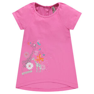 Tunique manches courtes print girafes et fleurs 