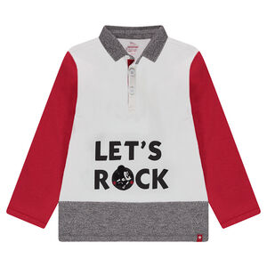 Polo manches longues tricolore avec broderie Disney Mickey 