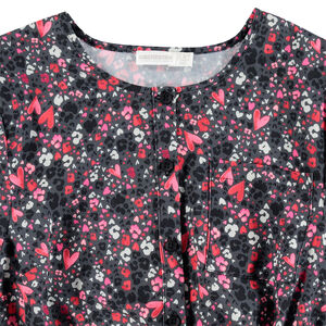 Junior - Tunique manches longues à fleurs et élastique rayé 