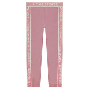 Legging de sport uni avec bandes à inscriptions en jacquard 