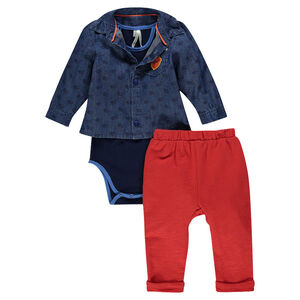 Ensemble body effet 2 en 1 avec chemise intégrée et pantalon 