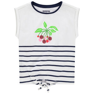 T-shirt manches courtes à rayures et motif en sequins 