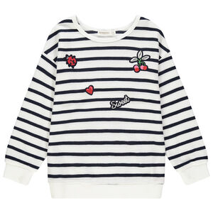 Sweat en molleton léger à rayures et badges  