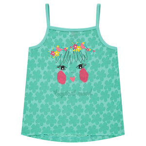 Débardeur effet dévoré fleuri avec print fantaisie 