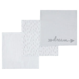 Lot de 3 langes en tétra avec motif plumes 