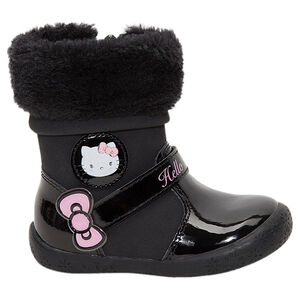Bottines noires vernies Hello Kitty avec col en fausse fourrure  