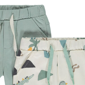 Lot de 2 bermudas molleton uni et imprimé pour bébé garçon 