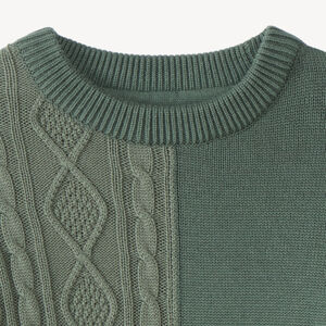 Pull torsadé effet bi-matière garçon 