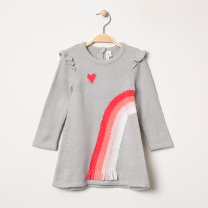 Robe manches longues en tricot avec arc-en-ciel jacquard 