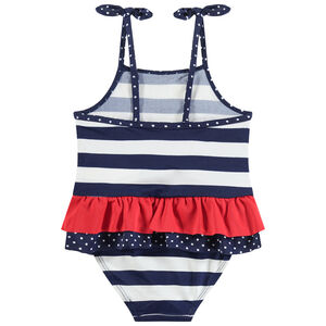 Maillot de bain rayé avec volants et yeux printés 