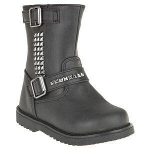 Bottines noires avec rivets à double boucle et zip 