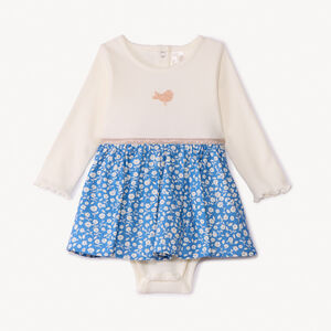 Robe body manches longues effet 2 en 1 fleurie pour bébé fille 