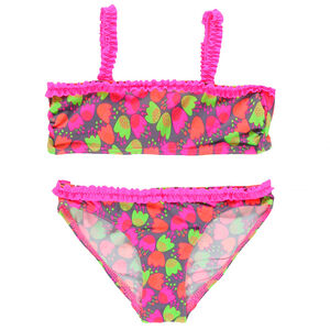 Maillot de bain 2 pièces à fronces et imprimé fantaisie 