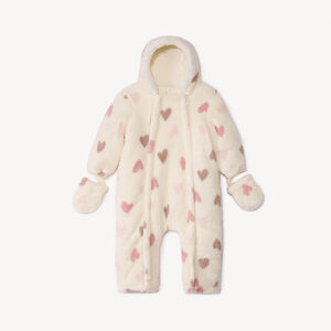 Combi-pilote sherpa imprimé cœurs pour bébé fille avec finitions différentes selon l'âge 