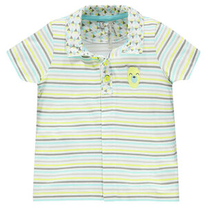 Polo manches courtes rayé avec patch ourson 