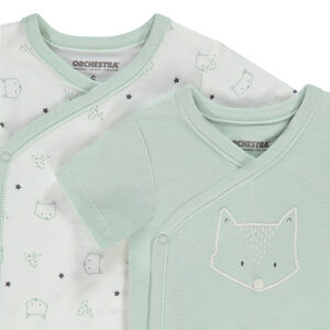Lot de 2 bodies manches courtes motifs renard pour bébé garçon 