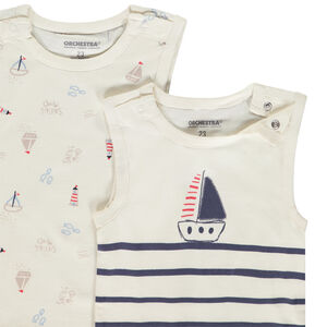 Lot de 5 bodies sans manches motifs voilier pour bébé garçon 