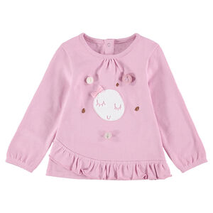 Tee-shirt manches longues en jersey avec lune en sherpa et pompons 