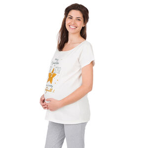 Tee-shirt homewear de grossesse print inscriptions et étoile 
