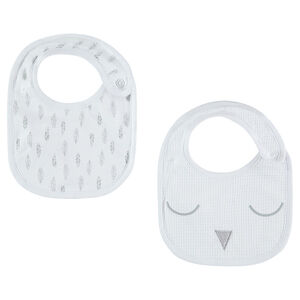 Set de 2 bavoirs en jersey avec prints et détails brodés 