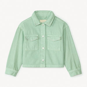 Veste en jean unie avec clous fantaisie fille 