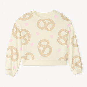 Sweat molleton oversize imprimé bretzels fille 
