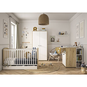 Lit transformable Arthur 70 x 140 cm - Blanc et Chêne 