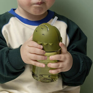 Vase avec paille 9M+ Monsieur Dino - Vert 