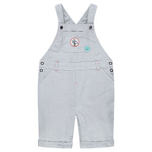 Salopette courte rayée all-over avec badges animaux 