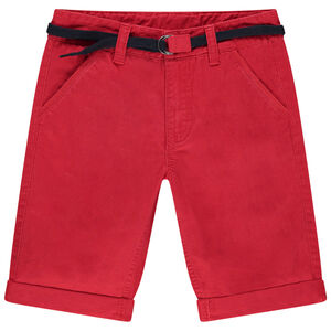 Bermuda en coton uni avec ceinture ajustable 