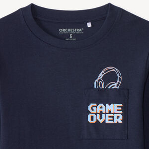 T-shirt manches longues avec poche plaquée et print fantaisie garçon 