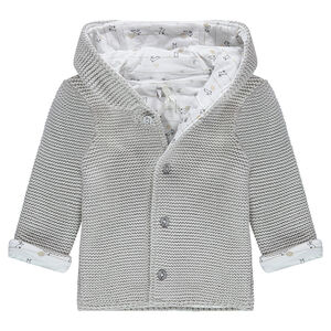 Gilet à capuche en tricot doublé de jersey imprimé all-over 