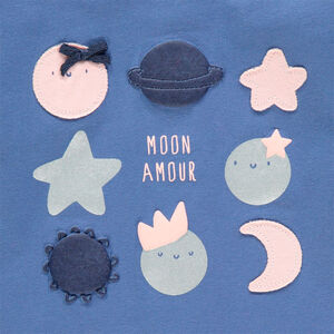 T-shirt manches longues uni à motifs lunes et étoiles 