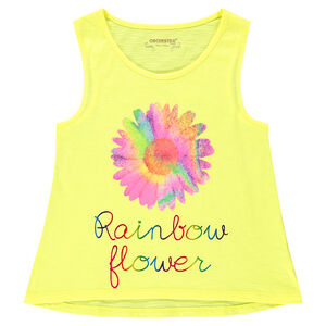 Débardeur en jersey slub et print fantaisie 