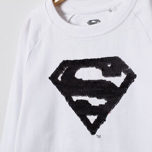 T-shirt manches longues motif Superman en sequins magiques 