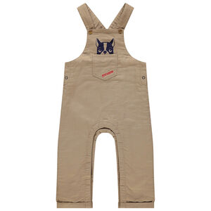 Salopette  longue en toile print bouledogue et poche 