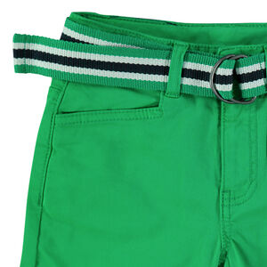 Pantalon en toile vert avec ceinture rayée amovible 