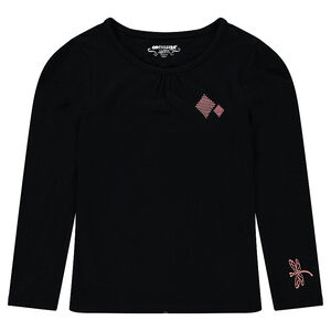 Tee-shirt manches longues en coton avec prints fantaisie 