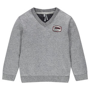 Pull en tricot avec badge patché 