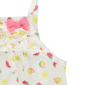 Combinaison courte style barboteuse imprimée all-over Smiley 