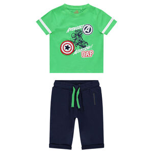 Ensemble court en jersey bicolore avec print Captain America Marvel 